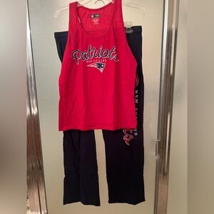 NFL New England Patriots Women’s Pajama Set - Red and Heather Navy